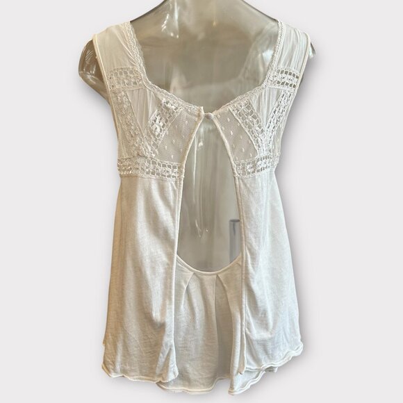 FREE PEOPLE Costa Mesh Babydoll Tank Top Shirt Medium - Picture 4 of 7
